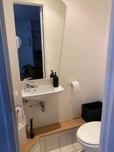 a bathroom with a sink and a toilet at Appartement 65m2 avec balcon in Neuilly-sur-Seine