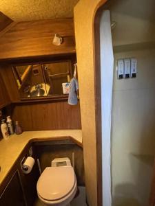 a small bathroom with a toilet and a sink at Private Yacht in San Francisco in San Francisco