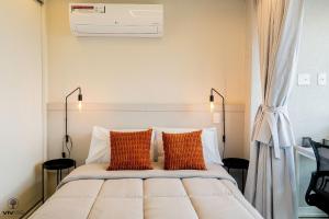 Katil atau katil-katil dalam bilik di Palazzo Ibirapuera 21 º Andar Wi-Fi, Ar e Metrô a 5 Minutos