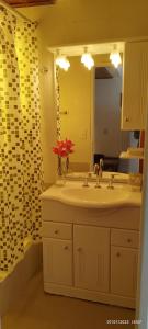 La salle de bains est pourvue d'un lavabo et d'un miroir. dans l'établissement Casa Tunez, à Buenos Aires