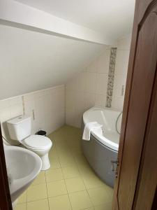 クルジュ・ナポカにあるReb Apartment - Calea Turziiのバスルーム(トイレ、バスタブ、シンク付)