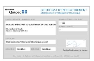 Certifikát, hodnocení, plakát nebo jiný dokument vystavený v ubytování B&B Chez Hubert