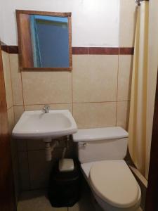 a bathroom with a white toilet and a sink at EL SEÑORIAL in Lima