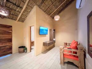 TV a/nebo společenská místnost v ubytování Casas Batab