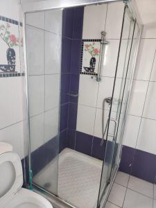 a bathroom with a shower with a toilet at appartement nid in Brazzaville