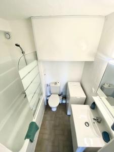 a small bathroom with a toilet and a sink at Studio apartment Fréjus in Fréjus