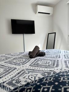 Ένα ή περισσότερα κρεβάτια σε δωμάτιο στο Bel Appartement au calme avec parking