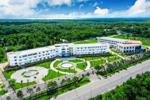 an aerial view of a campus with two buildings at The Hub by Hotel Academy Phu Quoc in Phú Quốc