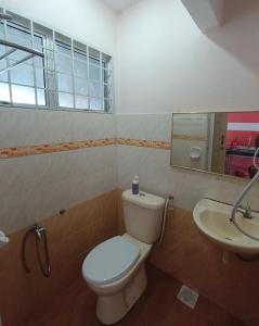 a bathroom with a toilet and a sink at Juwita Homestay Bukit Katil - Free Unifi and 15 Minutes To Town in Melaka