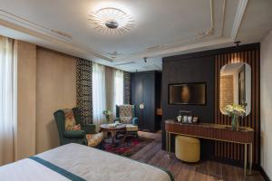 um quarto de hotel com uma cama e uma secretária em Tria Hotel Istanbul-Special Category em Istambul