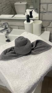 Una toalla sobre un lavabo. en Vivienda Vacacional El Pajar en Breña Alta