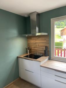 Dapur atau dapur kecil di Chalet Le Cèdre Bleu 10 p - 10 min de Gérardmer