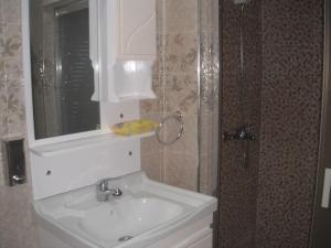 a bathroom with a sink and a shower with a mirror at Bien situé T4 à Oran in Oran