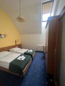 Pokój z 2 łóżkami i oknem w obiekcie Hotel Apollon w Litomierzycych