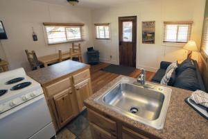 埃斯蒂斯帕克的住宿－Triple R Cottages- 2 cabin，一个带水槽的厨房和一间客厅