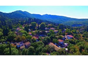 una vista aérea de un pequeño pueblo en las montañas en Traditional farmhouse, en Alexandros