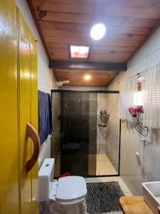 ボカイーナ・デ・ミナスにあるchalé completo na fazendaのバスルーム(シャワー、トイレ、シンク付)