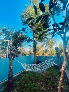 a hammock hanging between two trees in a yard at Vintage Home in Kutaisi +8 photos