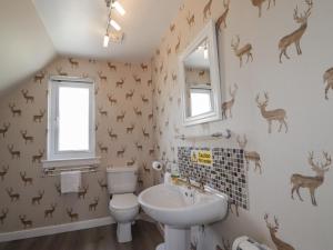 a bathroom with a toilet and a sink at Beachview in Oldshoremore