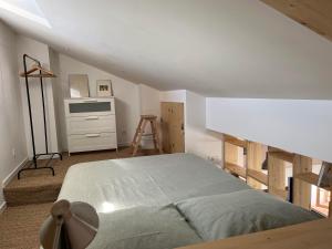 a bedroom with a large bed in a attic at Suite Bergame in Caluire-et-Cuire
