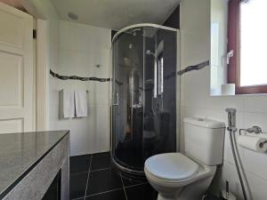 een badkamer met een toilet en een douche bij Fuchsia Lodge - New Luxury 5* Beachside Lodge with Sauna - 4 beds ensuite - Spectacular Location in Cahersiveen