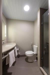 a bathroom with a toilet and a sink at ibis Sao Paulo Tatuape in São Paulo