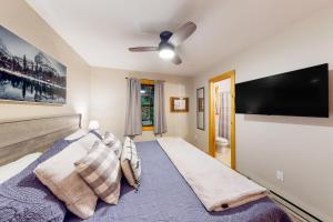 1 dormitorio con 1 cama grande y TV de pantalla plana en Nantahalla Retreat, en Lauada