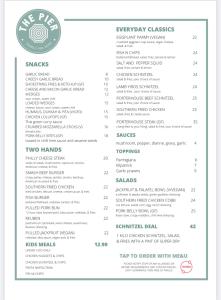 a picture of the menu for the peasy classics at Absolute Beachfront at the Pier Glenelg in Adelaide