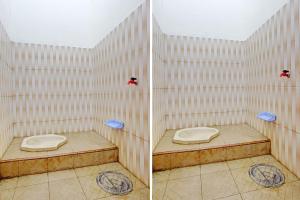 two pictures of a bathroom with a toilet at SPOT ON 92926 Guest House Cemara 1 Syariah in Brebes