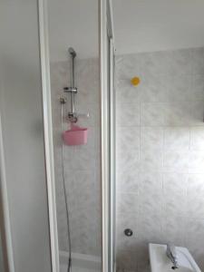 een badkamer met een douche, een wastafel en een toilet bij A casa di Umberto in Montesilvano