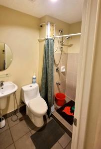 a bathroom with a toilet and a shower and a sink at Fully furnishd Avida condo 2(wi-fi netflx disney+) in Cagayan de Oro