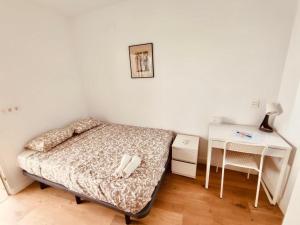 a small bedroom with a bed and a desk at Alojamiento Nevada in La Zubia
