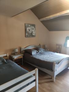 1 dormitorio con 2 camas en una habitación en Gite du Dolmen classé 3 épis, en Blessac