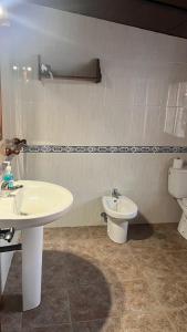 y baño con lavabo y aseo. en Cortijo Borreguero en Villanueva del Trabuco
