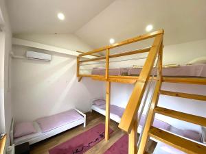 een kamer met 2 stapelbedden en een ladder bij Penthouse appartment PVR in Sarajevo