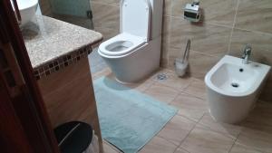 a bathroom with a toilet and a sink at Bethel's Villas in La Digue