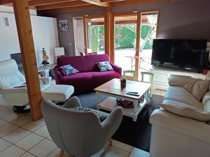 a living room with couches and a tv at MagHouse in Cestas
