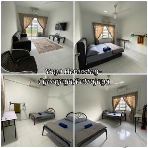 a collage of four pictures of a room at YAYA HOMESTAY CYBERJAYA & PUTRAJAYA in Cyberjaya