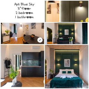 eine Collage mit Fotos von einem Schlafzimmer und einem Zimmer in der Unterkunft colosseo flats and penthouse in Rom