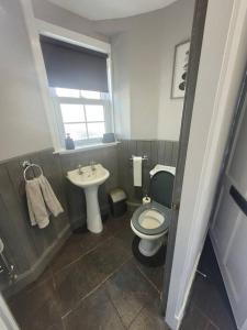 a bathroom with a toilet and a sink at 2 Kilkerran Road in Campbeltown