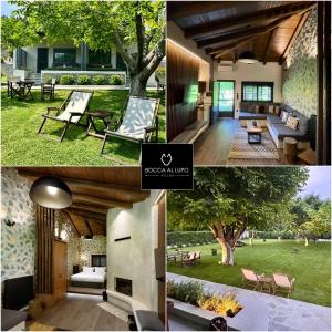 a collage of photos with a house and a yard at Bocca al Lupo Villas in Kato Loutraki
