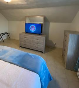 Televisyen dan/atau pusat hiburan di Spacious 2nd floor split level with scenic views of Gloucester