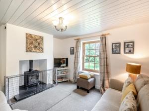 a living room with a couch and a fireplace at Peaceful Farmhouse - Uk44787 in Grainthorpe