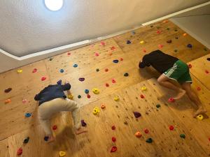 two young boys playing on a climbing wall at 南伊豆　貸別荘　夜空の星 in Minamiizu