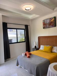um quarto com uma cama e uma janela em Caribbean Queen em Cancún