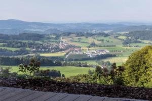 - une vue sur la vallée depuis le sommet de la colline dans l'établissement BergChaletWeitblick, à Grainet