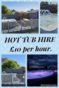 a collage of photos of a hot tub line eq per hour at Four Winds B&B StDavids in St. Davids