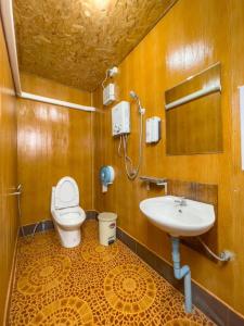 een badkamer met een toilet en een wastafel bij Phu Fahsai Homestay in Mon Jam