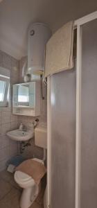 a small bathroom with a toilet and a sink at Apartmani Dutković in Vrboska +70 photos