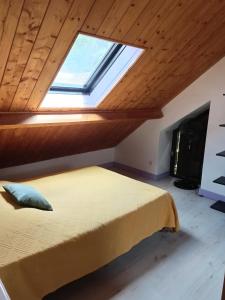 サルラ・ラ・カネダにあるBelle Demeure Sarladaiseのベッドルーム(ベッド1台、天窓付)